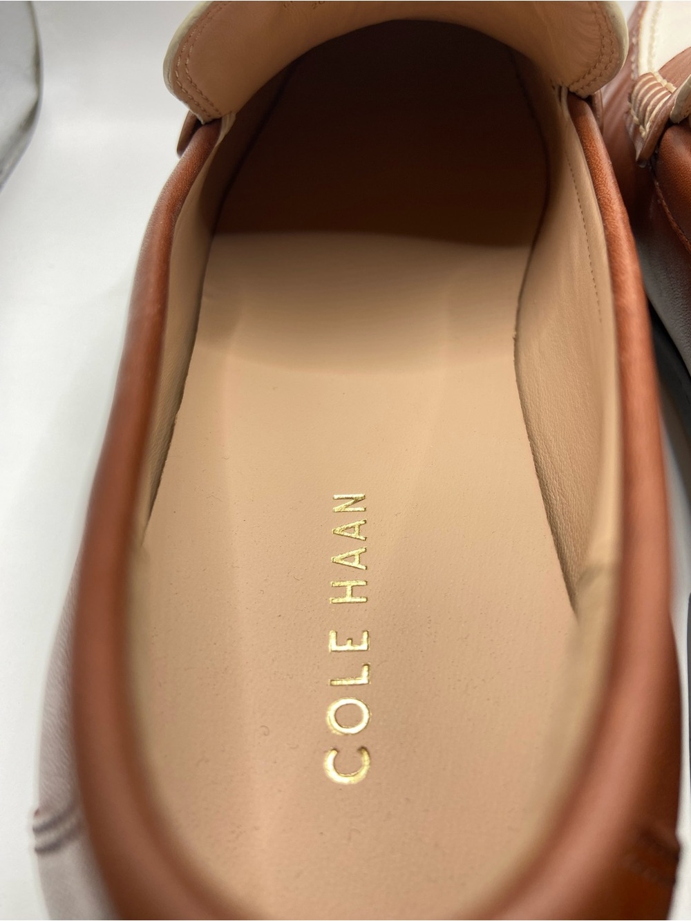 Cole Haan White and Brown Leather Penny Loafers - Picture 8 of 9